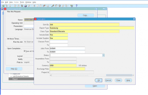 discrete job value report standard costing