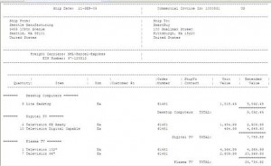 WSH Commercial Invoice Output