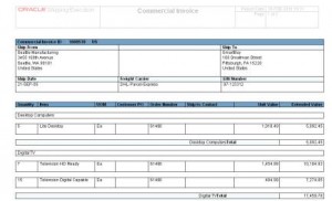 WSH Commercial Invoice PDF Output