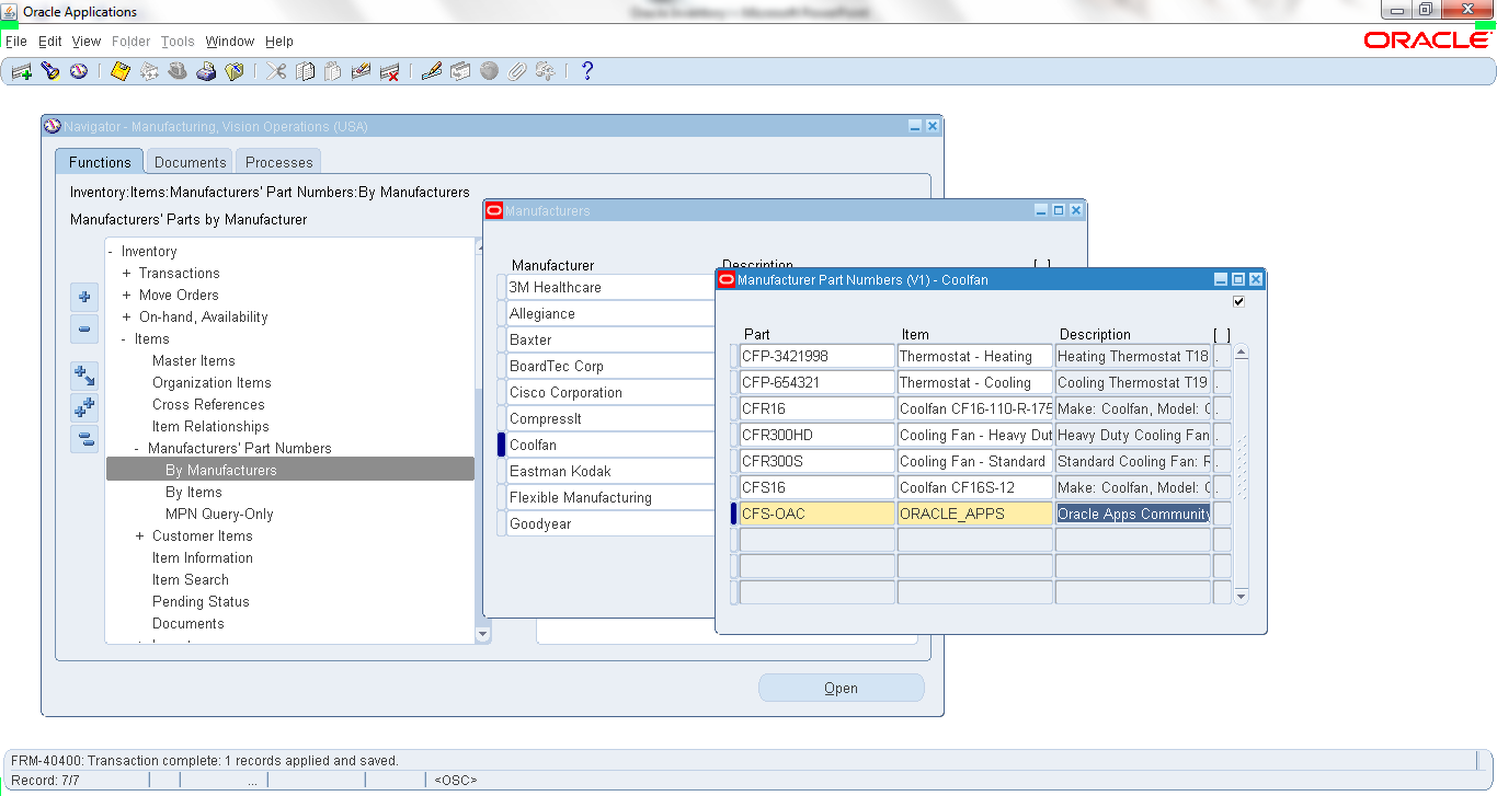 Manufacturer Part Numbers ORACLE APPS COMMUNITY